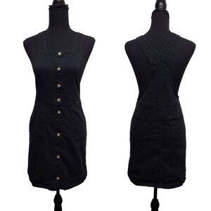 H&M black overall pinafore button front dress